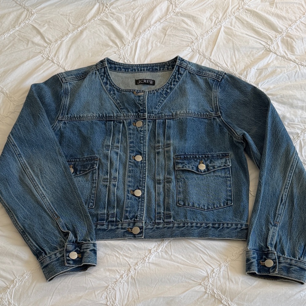 J. Crew Pleated Denim Lady Jacket.sz M gently used - Picture 3 of 13